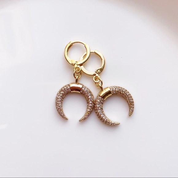 Jewelry - Dainty New Moon Drop Earrings Huggie